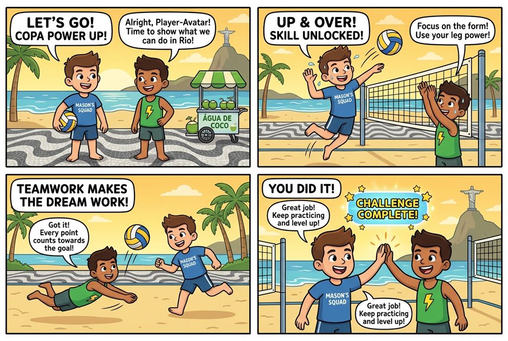 Tirinha da missão Beach Volleyball in Rio, em Rio de Janeiro, Brazil