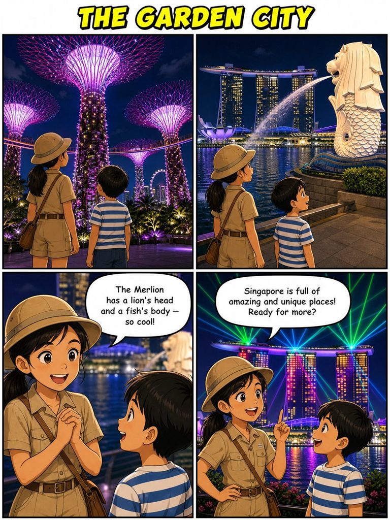 Tirinha da missão Trees Made of Light, em Singapore