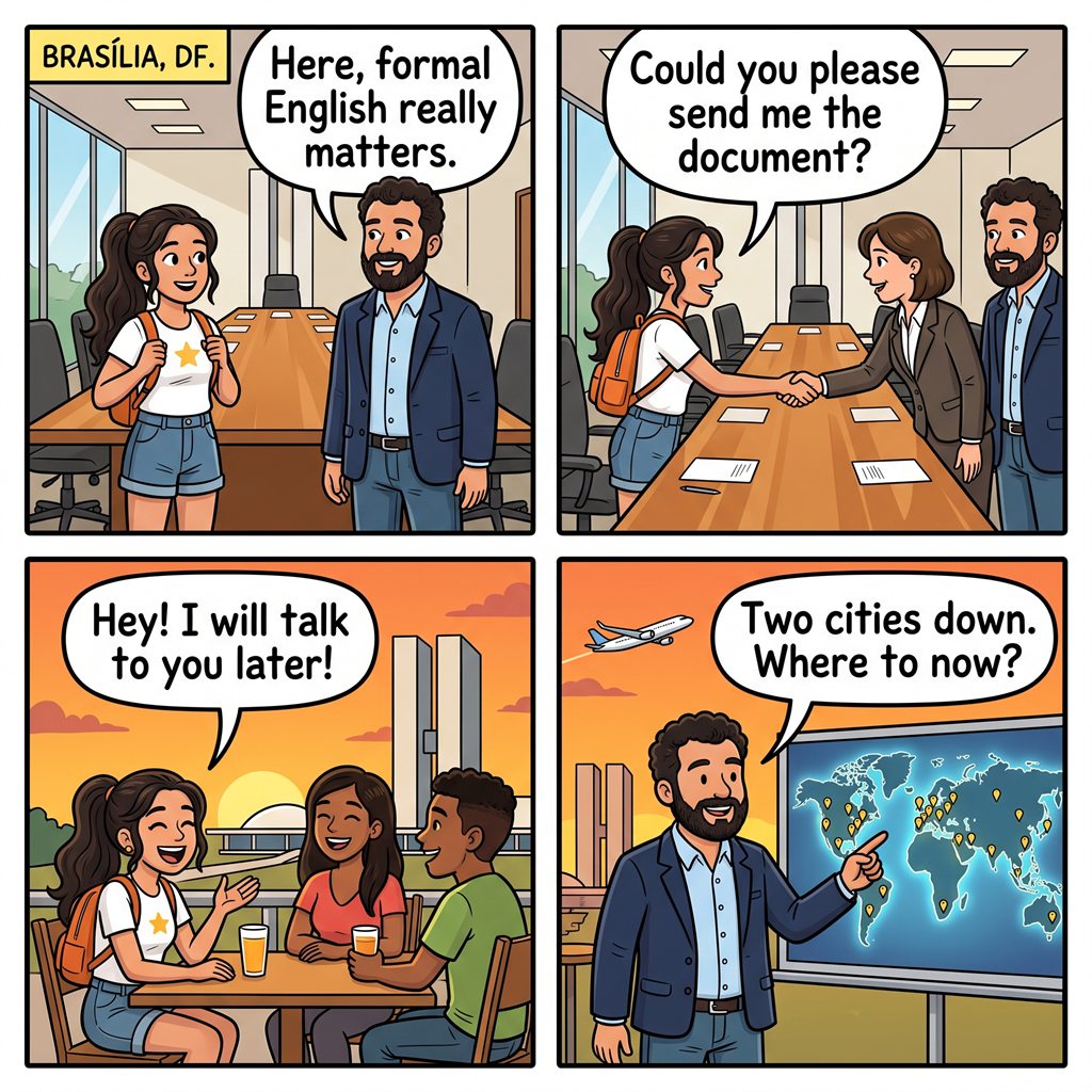 Tirinha da missão Formal ou informal?, em Brasília, DF