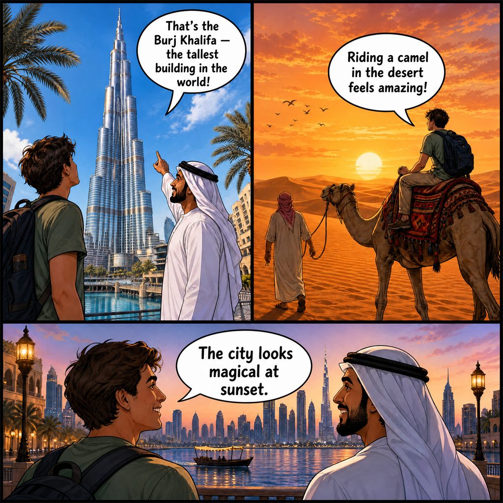 Tirinha da missão Dubai Adventure, em Dubai, UAE