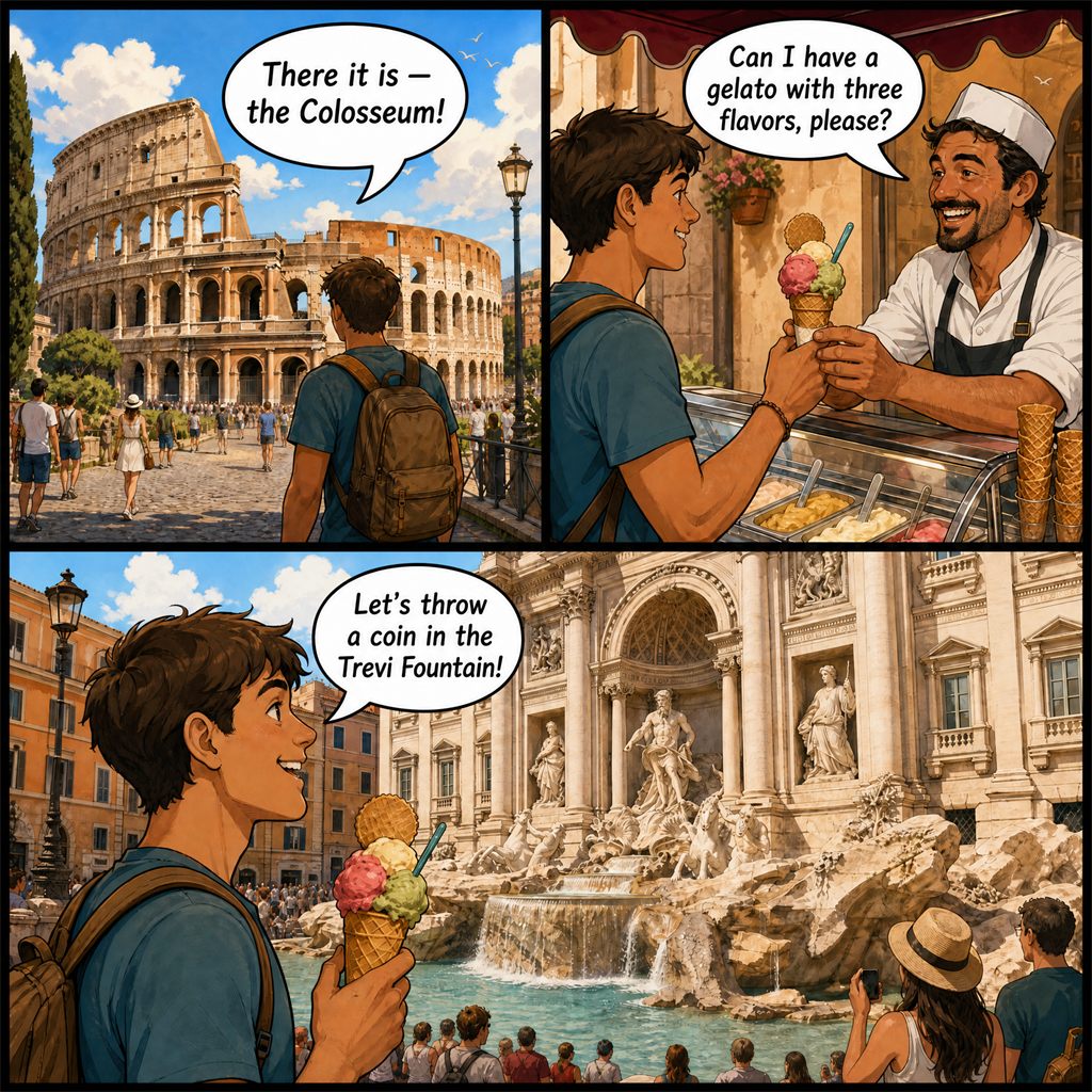 Tirinha da missão Rome Adventure, em Rome, Italy